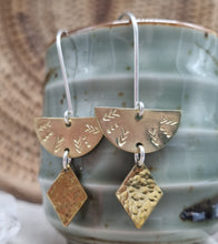 Load image into Gallery viewer, Hand stamped Brassy Earrings