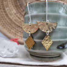 Load image into Gallery viewer, Hand stamped Brassy Earrings