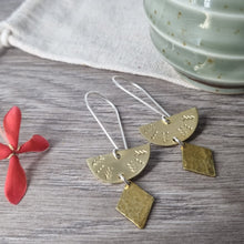 Load image into Gallery viewer, Hand stamped Brassy Earrings