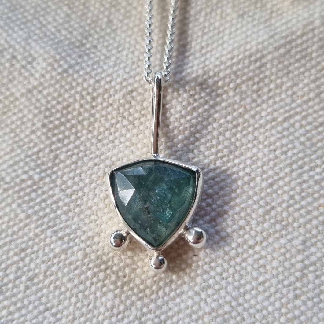 Teal Kyanite Trillion Pendant 2