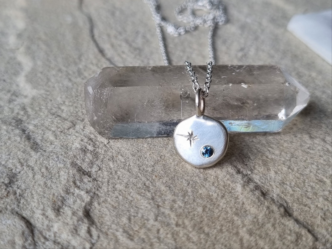 Stella Necklace with teal Sapphire #5