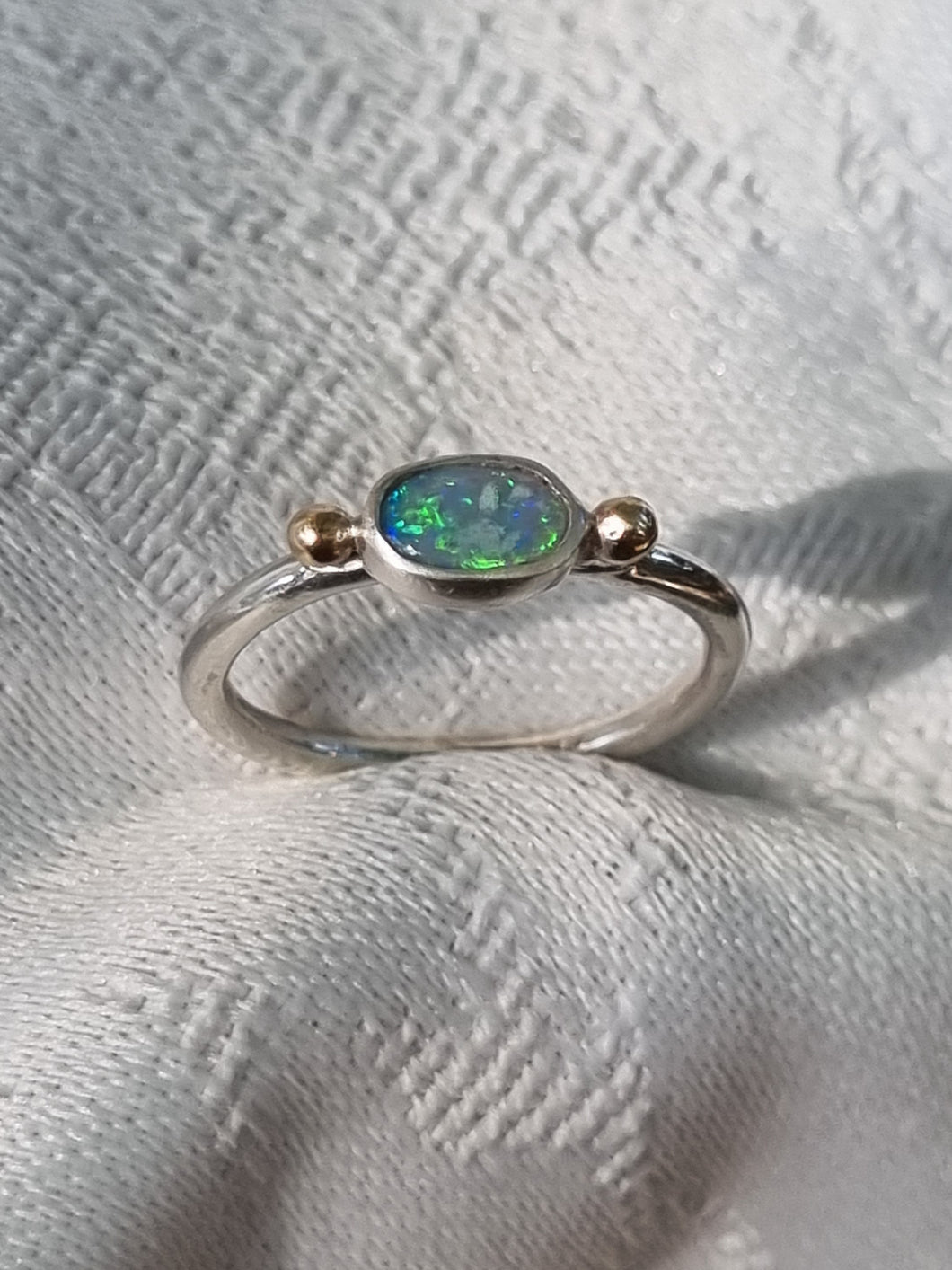 Solid Australian opal in silver & 9k gold
