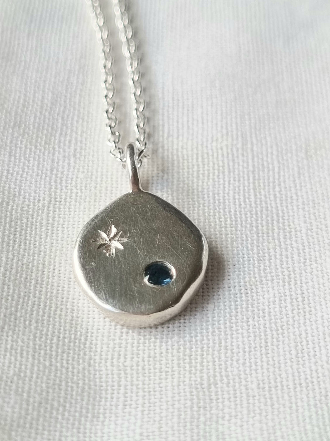 Stella Necklace with teal Sapphire #4